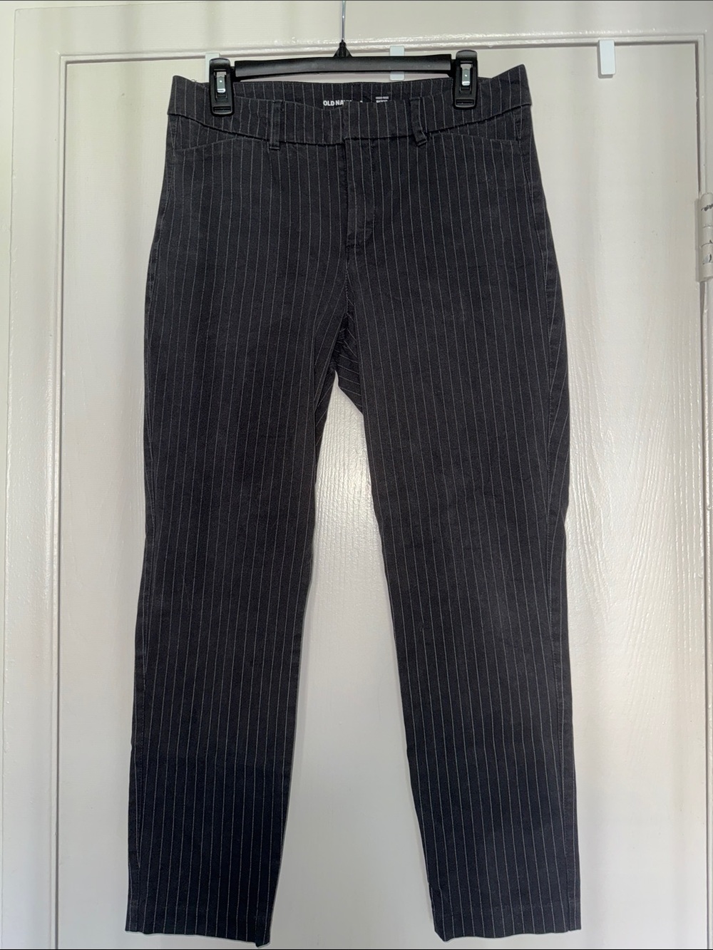 Old Navy Black Dress Pants with White Pinstripes